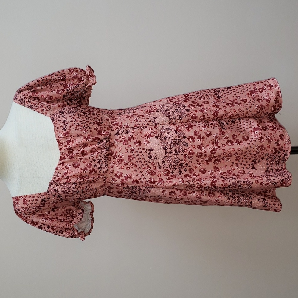 Coco + Jaimeson Pink Ditsy Floral Short Puff Sleeve Mini Dress, Size Small